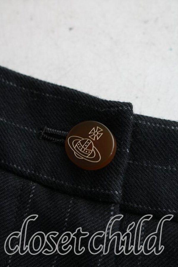 画像6: ヴィヴィアンウエストウッド 中古 / ピンストライプサルエルパンツ 2（9号相当） 黒  H-26-04-05-017-pa-OD-ZH (6)