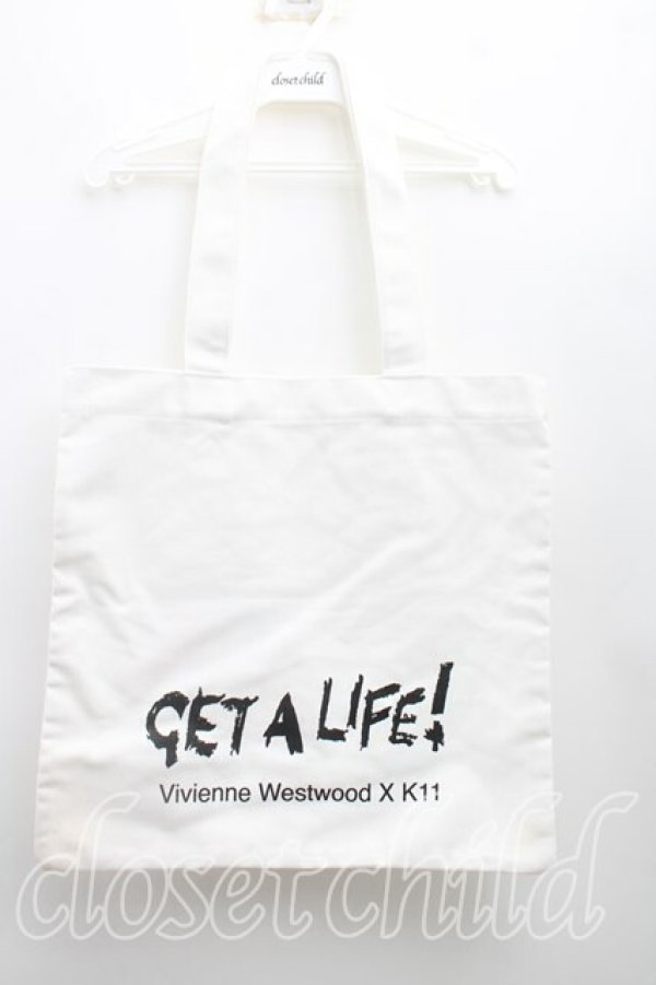 画像2: ヴィヴィアンウエストウッド 中古 / GET A LIFEトートバッグ  白  H-26-04-12-033-ba-OD-ZH (2)