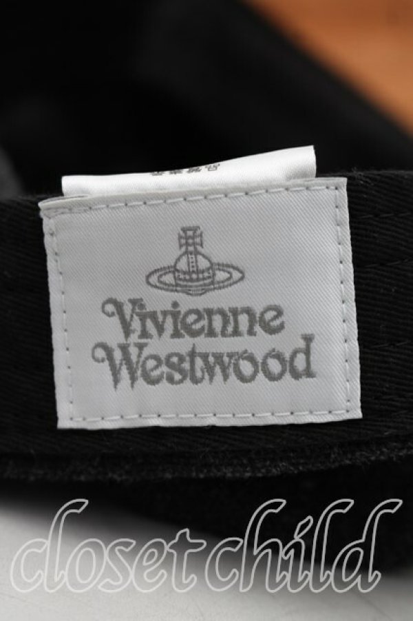 画像4: ヴィヴィアンウエストウッド 中古 / ラインオーブ刺繍キャップ  ブラック×オレンジ  H-26-04-12-037-ha-SZ-ZH (4)