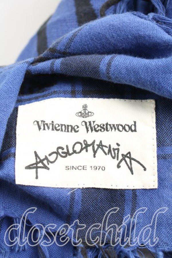 画像2: ANGLOMANIA 中古 / アフガンストール  青  H-26-04-12-039-gd-OD-ZH (2)