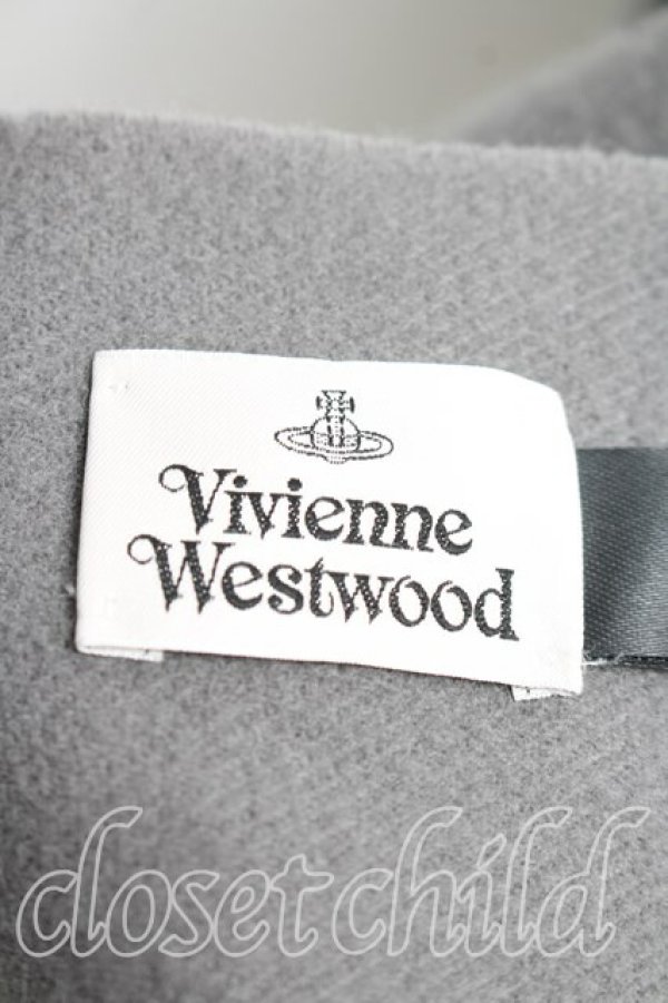 画像3: ヴィヴィアンウエストウッド 中古 / ロゴ刺繍マフラー  灰  H-26-04-12-042-gd-OD-ZH (3)