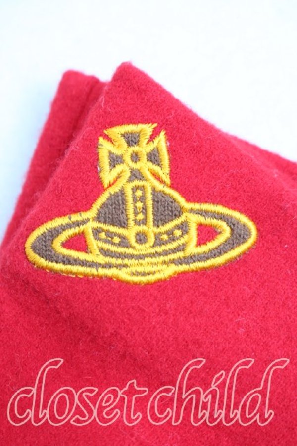 画像2: ヴィヴィアンウエストウッド 中古 / オーブ刺繍手袋  赤  H-26-04-12-082-gd-OD-ZH (2)