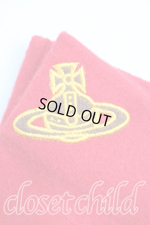 画像2: ヴィヴィアンウエストウッド 中古 / オーブ刺繍手袋  赤  H-26-04-12-082-gd-OD-ZH (2)