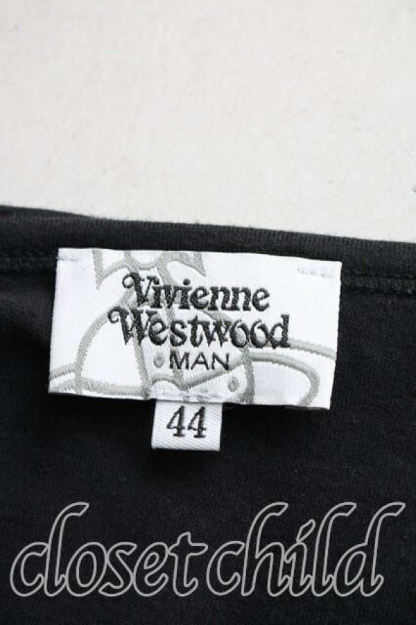 画像3: ヴィヴィアンウエストウッド MAN 中古 / パンチウッドラウンドネック半袖Tシャツ 44（メンズS相当） 黒  H-26-04-12-009-ts-OD-ZH (3)