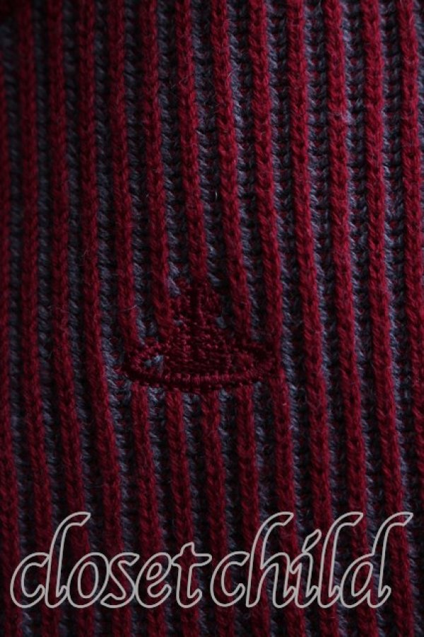画像6: ヴィヴィアンウエストウッド 中古 / 単色オーブ刺繍ストライプニット 2（9号相当） 赤  H-26-04-12-015-to-OD-ZH (6)