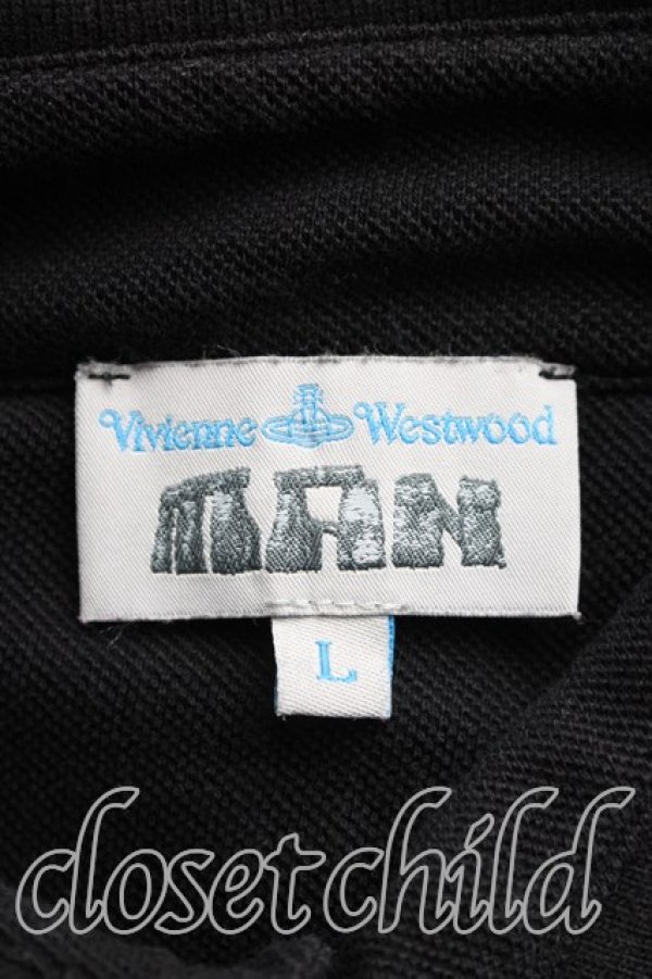 画像3: ヴィヴィアンウエストウッド MAN 中古 / カラーオーブ刺繍ポロシャツ L 黒  H-26-04-19-023-to-OD-ZH (3)