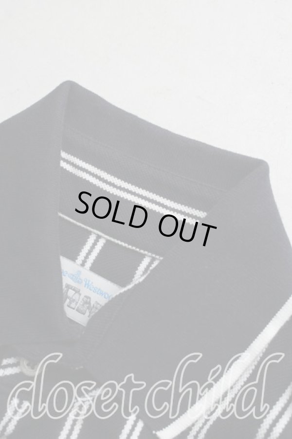 画像5: ヴィヴィアンウエストウッド MAN 中古 / オーブ刺繍ストライプポロシャツ L 紺  H-26-04-19-024-to-OD-ZH (5)