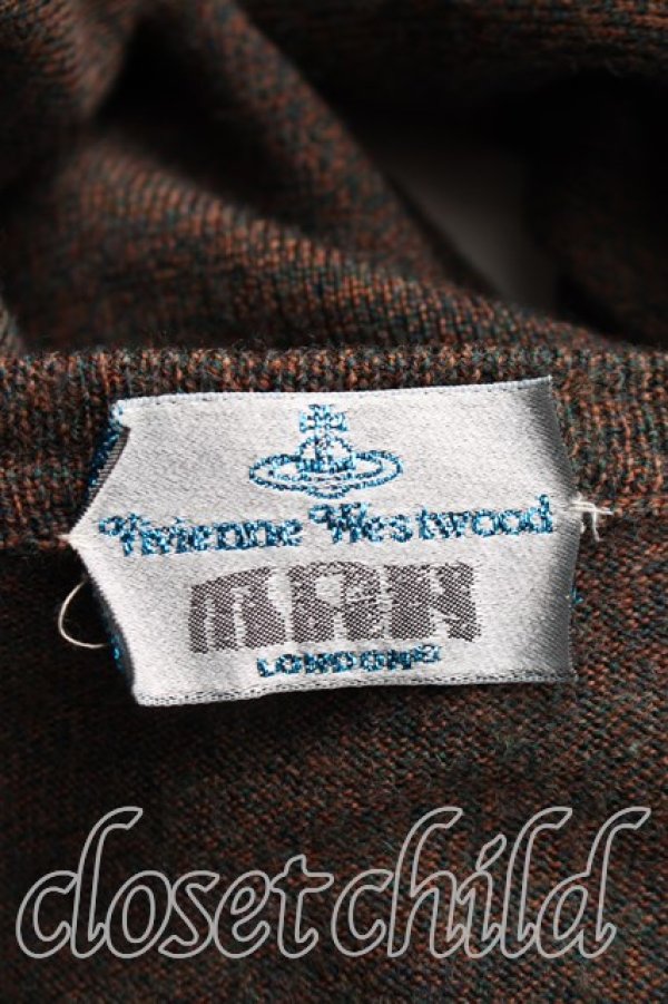 画像3: ヴィヴィアンウエストウッド MAN 中古 / 単色オーブ刺繍Vネックニット M 茶  H-26-04-19-029-to-OD-ZH (3)