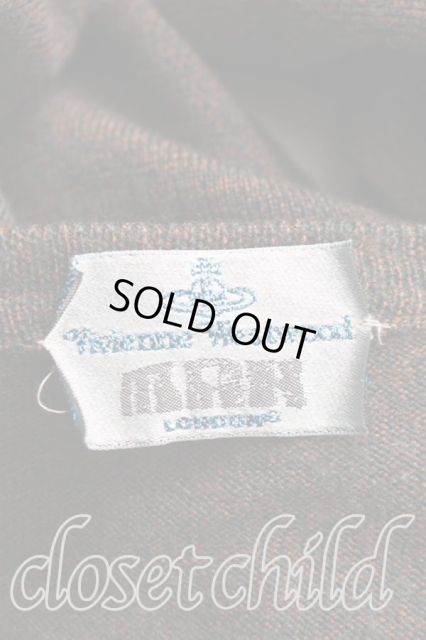 画像3: ヴィヴィアンウエストウッド MAN 中古 / 単色オーブ刺繍Vネックニット M 茶  H-26-04-19-029-to-OD-ZH (3)