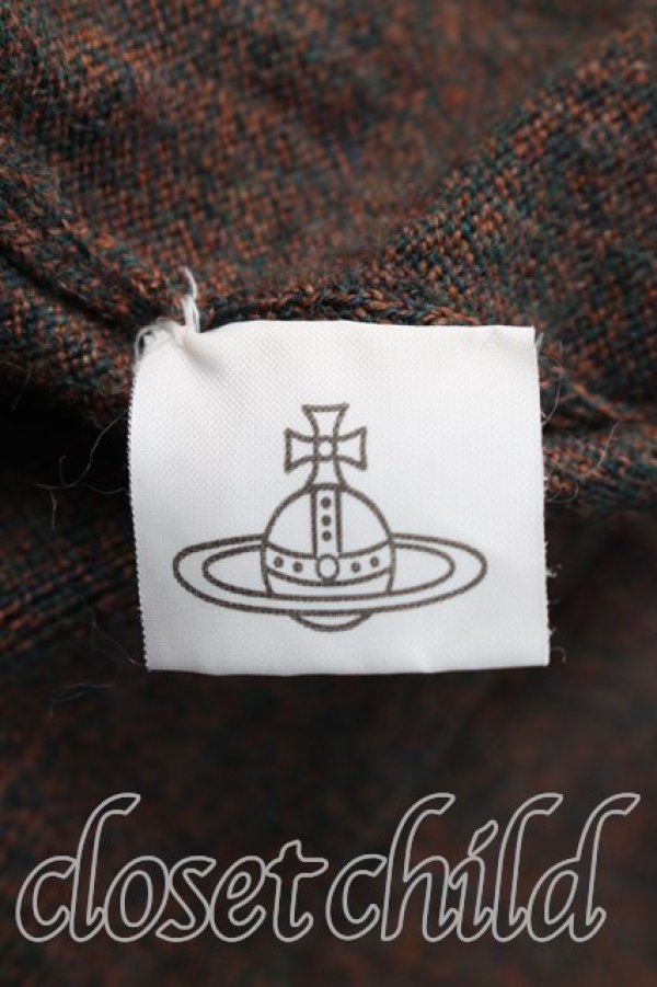 画像4: ヴィヴィアンウエストウッド MAN 中古 / 単色オーブ刺繍Vネックニット M 茶  H-26-04-19-029-to-OD-ZH (4)