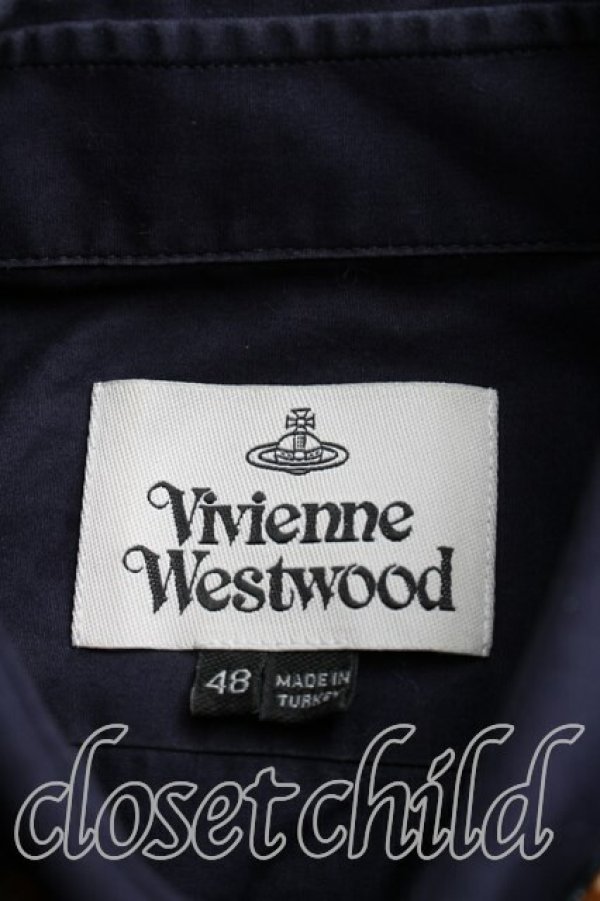 画像3: ヴィヴィアンウエストウッド 中古 / カラーオーブ刺繍シャツ 48 紺  H-26-04-19-034-bl-OD-ZH (3)