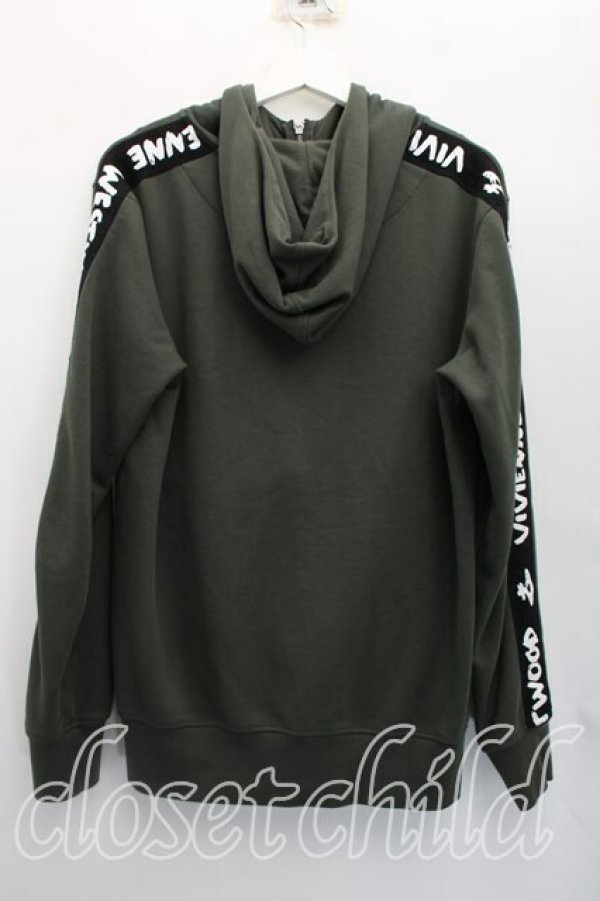画像2: ヴィヴィアンウエストウッド 中古 / ロゴテープスウェットフーディー M カーキ  H-26-04-19-035-to-OD-ZH (2)