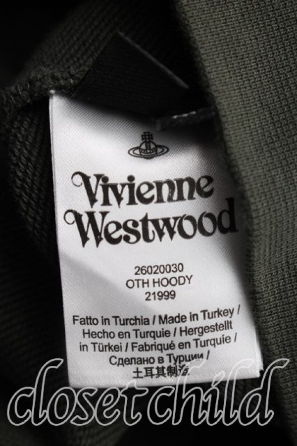 画像4: ヴィヴィアンウエストウッド 中古 / ロゴテープスウェットフーディー M カーキ  H-26-04-19-035-to-OD-ZH (4)