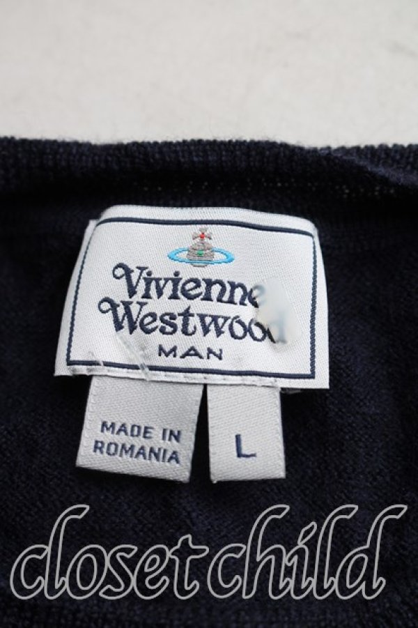 画像3: ヴィヴィアンウエストウッド MAN 中古 / オーブ刺繍ニット L 紺  H-26-04-19-038-to-OD-ZH (3)