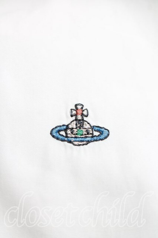 画像4: ヴィヴィアンウエストウッド MAN 中古 / カラーオーブ刺繍シャツ I(7号相当） 白  H-26-04-19-004-bl-OD-ZH (4)