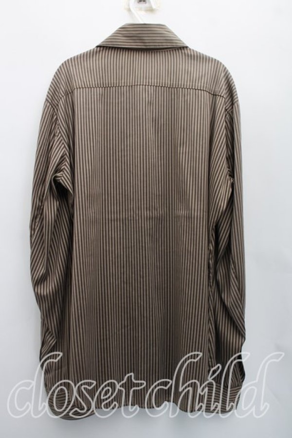 画像2: ヴィヴィアンウエストウッド MAN 中古 / カラーオーブ刺繍ストライプシャツ III(メンズL相当） 茶  H-26-04-19-005-bl-OD-ZH (2)