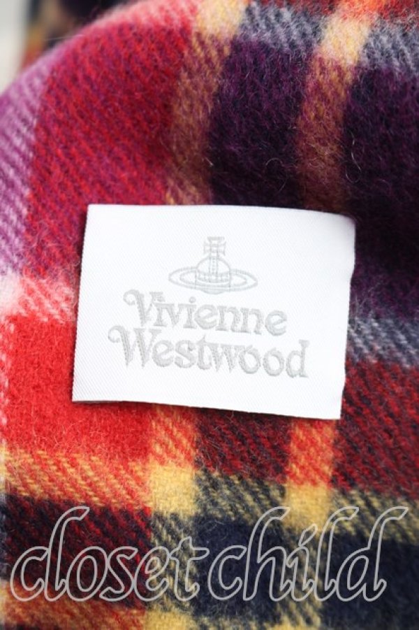 画像3: ヴィヴィアンウエストウッド 中古 / タータンチェックマフラー  赤ｘ紫  H-26-04-19-046-gd-OD-ZH (3)
