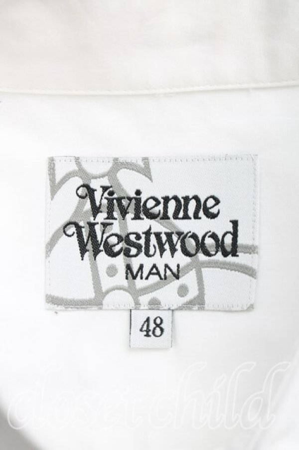 画像3: ヴィヴィアンウエストウッド MAN 中古 / オーブ刺繍シャツ 48（メンズM相当） 白  H-26-04-19-014-bl-OD-ZH (3)