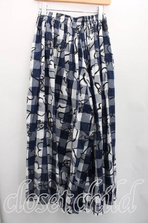 画像2: ヴィヴィアンウエストウッド 中古 / SCRIBBLE HEARTS ギンガムチェックパンツ 紺 00（ワンサイズ）  H-26-04-19-002-pa-OD-ZH (2)