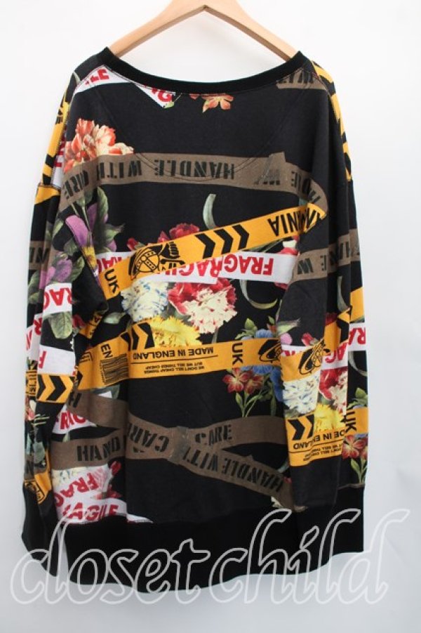 画像2: ANGLOMANIA 中古 / FLOWER TAPEスウェット 38（M相当） 黒  H-26-04-19-017-to-OD-ZH (2)