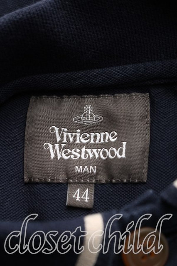 画像3: ヴィヴィアンウエストウッド MAN 中古 / オーブ刺繍ポロシャツ 44（メンズS相当） 紺  H-26-04-26-025-to-OD-ZH (3)