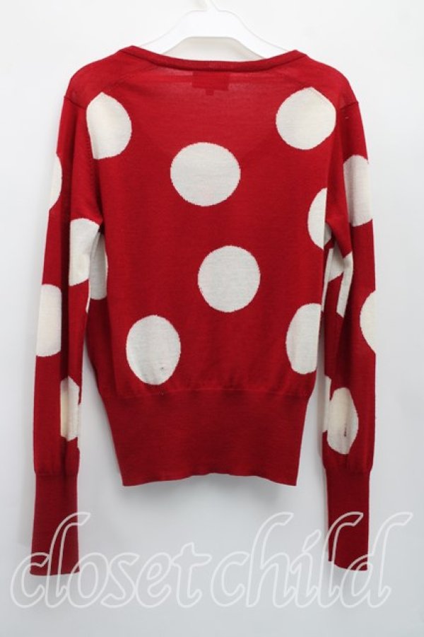 画像2: ヴィヴィアンウエストウッド 中古 / スポット柄カーディガン 1（7号相当） 赤  H-26-04-26-033-to-OD-ZH (2)