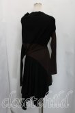 画像2: ヴィヴィアンウエストウッド 中古 / 単色オーブ刺繍変形カットソーワンピ 2（9号相当） 黒ｘ茶  H-26-04-26-036-op-OD-ZH (2)