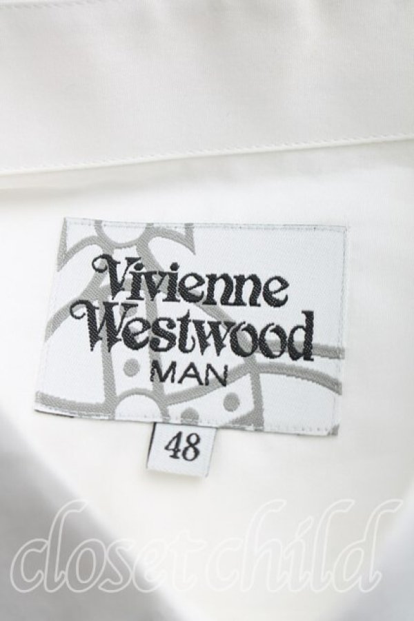 画像3: ヴィヴィアンウエストウッド MAN 中古 / オーブ刺繍クレリックシャツ 48（メンズL相当） 白  H-26-04-26-038-bl-OD-ZH (3)