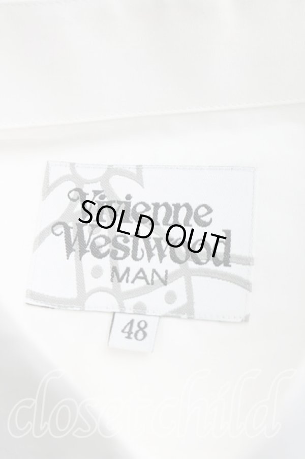 画像3: ヴィヴィアンウエストウッド MAN 中古 / オーブ刺繍クレリックシャツ 48（メンズL相当） 白  H-26-04-26-038-bl-OD-ZH (3)
