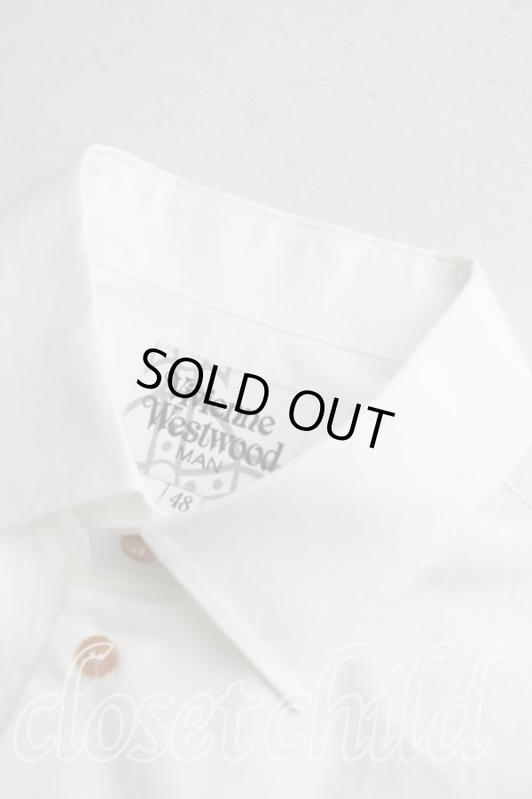 画像5: ヴィヴィアンウエストウッド MAN 中古 / オーブ刺繍クレリックシャツ 48（メンズL相当） 白  H-26-04-26-038-bl-OD-ZH (5)
