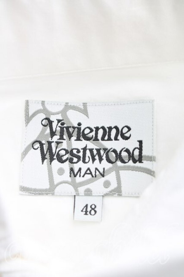 画像3: ヴィヴィアンウエストウッド MAN 中古 / オーブ刺繍アシメカラーシャツ 48（メンズL相当） 白  H-26-04-26-039-bl-OD-ZH (3)