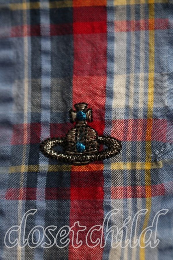 画像5: ヴィヴィアンウエストウッド MAN 中古 / タータンチェックシャツ 46（メンズM相当） 青  H-26-04-26-040-bl-OD-ZH (5)