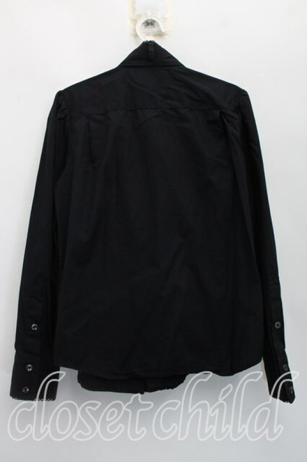 画像2: ヴィヴィアンウエストウッド 中古 / オーブ刺繍フリルシャツ 01（7号相当） 黒  H-26-04-26-044-bl-OD-ZH (2)