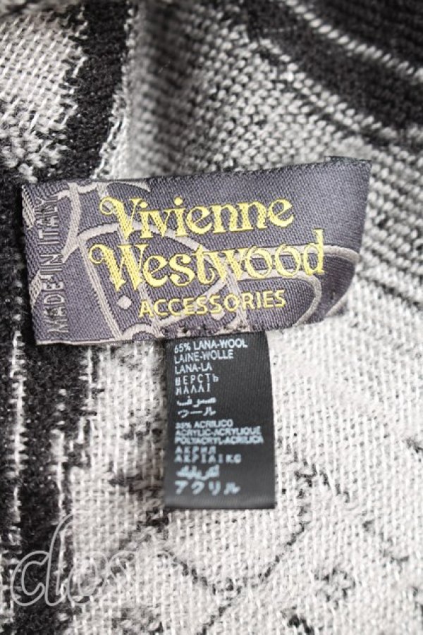 画像2: ヴィヴィアンウエストウッド 中古 / オーブ総柄マフラー  灰  H-26-04-26-054-gd-OD-ZH (2)