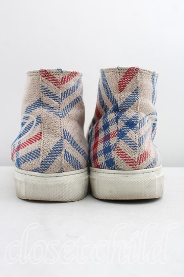 画像4: ヴィヴィアンウエストウッド 中古 / タータンチェックハイカットスニーカー 42（26cm相当） 生成  H-26-04-26-059-sh-OD-ZH (4)