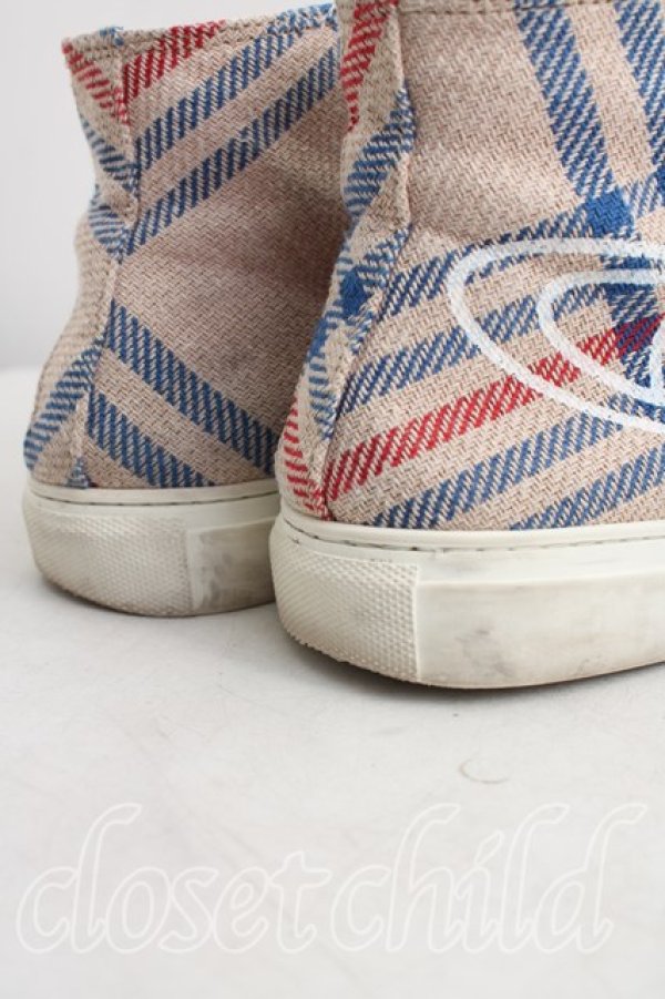 画像6: ヴィヴィアンウエストウッド 中古 / タータンチェックハイカットスニーカー 42（26cm相当） 生成  H-26-04-26-059-sh-OD-ZH (6)