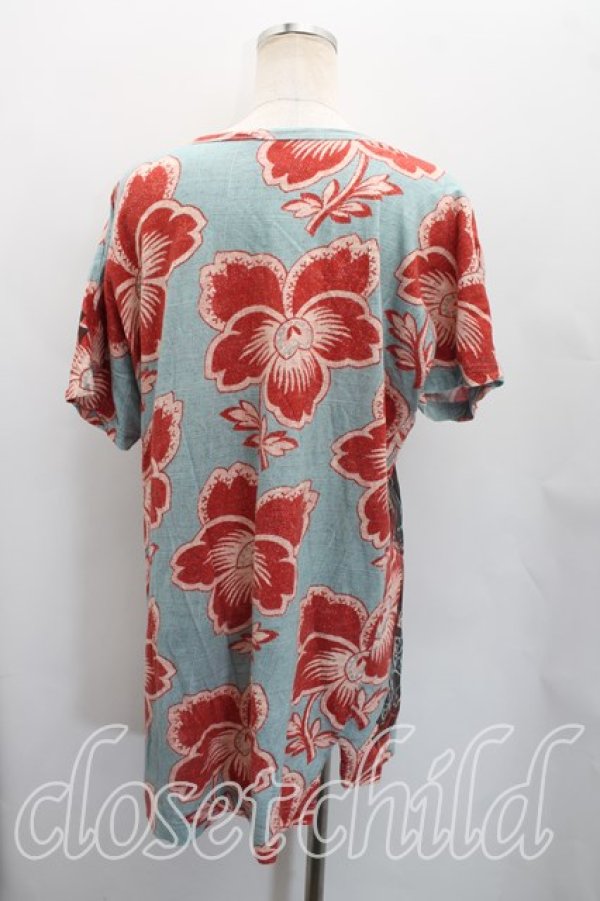 画像2: ヴィヴィアンウエストウッド 中古 / ブロケードフラワーTシャツ 00（ワンサイズ） 青  H-26-04-26-086-ts-OD-ZH (2)