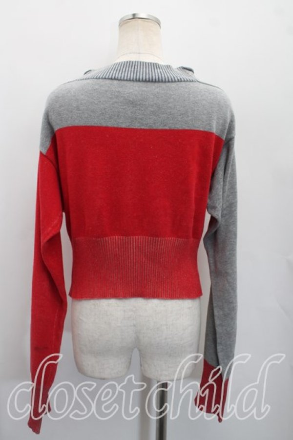画像2: ヴィヴィアンウエストウッド 中古 / バイカラーカーディガン OS 赤ｘ灰  H-26-04-26-089-to-OD-ZH (2)