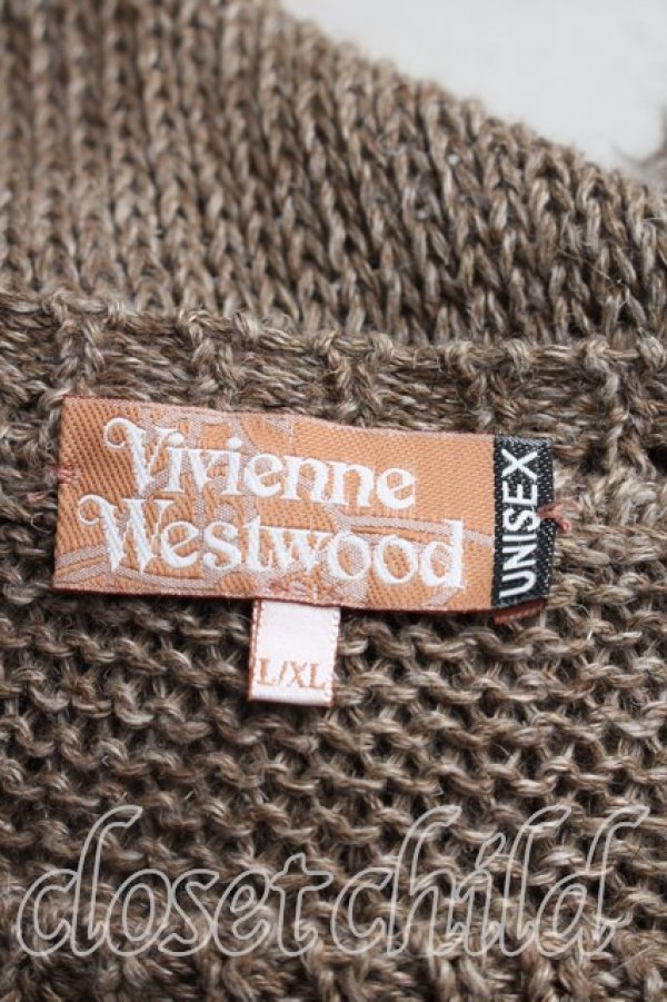 画像3: ヴィヴィアンウエストウッド 中古 / ダイヤ柄リネンニット L/XL 茶  H-26-04-26-094-to-OD-ZH (3)