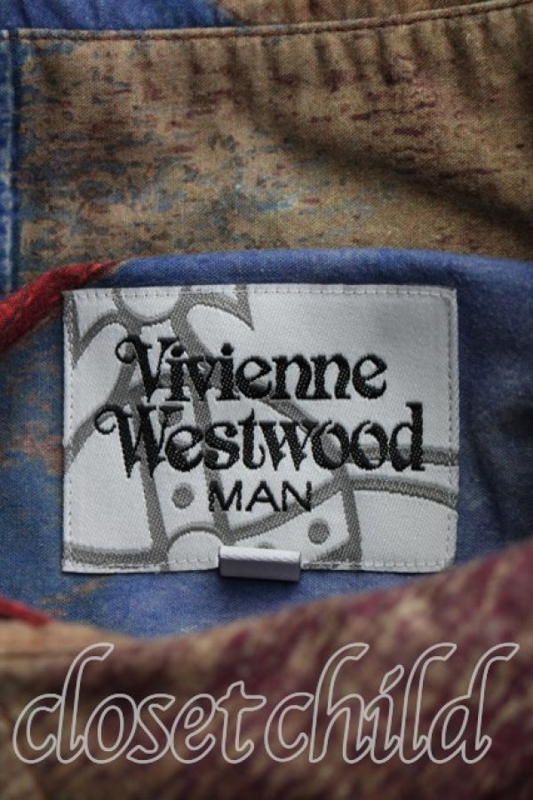 画像3: ヴィヴィアンウエストウッド MAN 中古 / ユニオンジャックアシメカラーシャツ 44（メンズS相当） 赤  H-26-04-26-012-bl-OD-ZH (3)