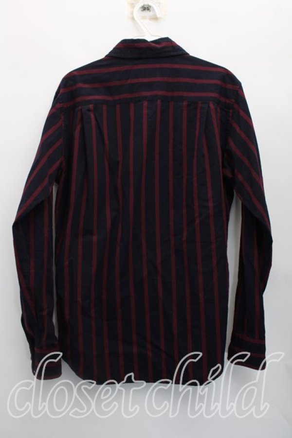 画像2: ヴィヴィアンウエストウッド MAN 中古 / オーブ刺繍ストライプシャツ 44（メンズS相当） 紺ｘ赤  H-26-04-26-013-bl-OD-ZH (2)