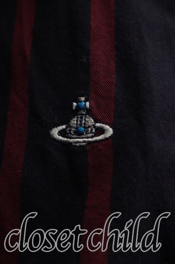 画像7: ヴィヴィアンウエストウッド MAN 中古 / オーブ刺繍ストライプシャツ 44（メンズS相当） 紺ｘ赤  H-26-04-26-013-bl-OD-ZH (7)