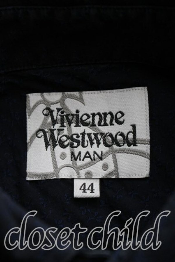 画像3: ヴィヴィアンウエストウッド MAN 中古 / オーブ刺繍シャツ 44（メンズM相当） 紺  H-26-04-26-014-bl-OD-ZH (3)