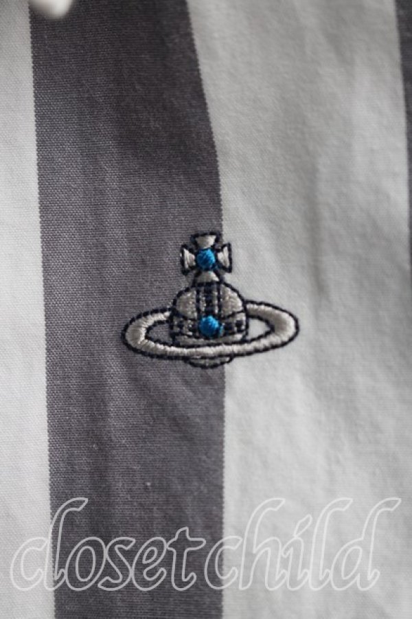 画像5: ヴィヴィアンウエストウッド MAN 中古 / ストライプアシメカラーシャツ 44（メンズS相当） 灰ｘ白  H-26-04-26-015-bl-OD-ZH (5)