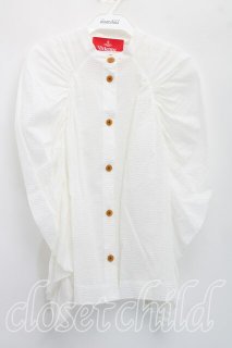 美品 Vivienne Westwood ヴィヴィアンウエストウッド グラフィックプリント アシンメトリー シャツ 15-01-891001 サイズ38 ブルー  レディース 古着 中古 USED Vivienne Westwood - 美品 Vivienne Westwood ヴィヴィアンウエスト