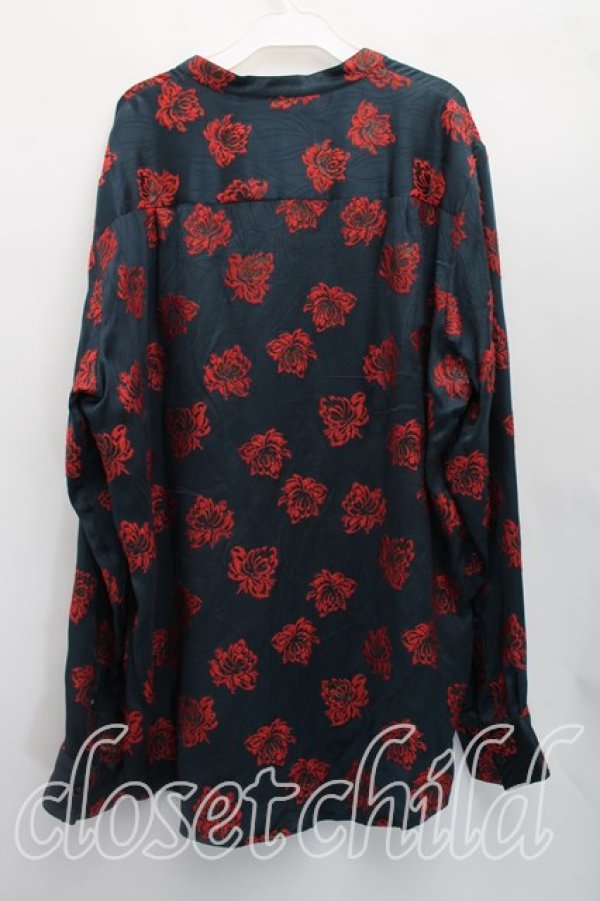 画像2: ヴィヴィアンウエストウッド 中古 / フラワー刺繍シャツ II(M相当） 紺ｘ赤  H-26-05-03-014-bl-OD-ZH (2)