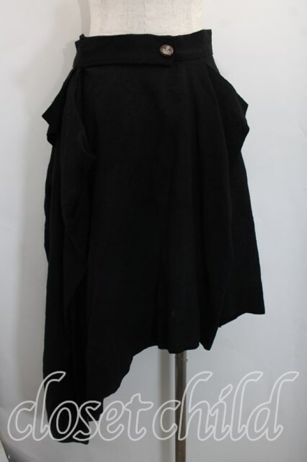 画像2: ヴィヴィアンウエストウッド 中古 / スポット柄イレギュラースカート 2（9号相当） 黒  H-26-05-03-015-sk-OD-ZH (2)