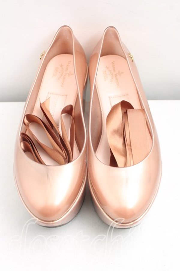 画像2: ヴィヴィアンウエストウッド×Melissa 中古 / メリッサロッキンホースバレリーナ EU39（24.5cm相当） ピンクゴールド  H-26-05-10-066-sh-OD-ZH (2)