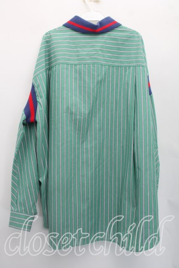 画像2: ヴィヴィアンウエストウッド 中古 / オーガニックコットンブロードストライプオーブパッチXXLシャツ 00（ワンサイズ） 緑  H-26-05-10-015-bl-OD-ZH (2)