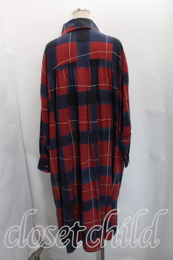 画像2: ヴィヴィアンウエストウッド 中古 / タータンチェックシャツワンピース 00(ワンサイズ) 赤×青  H-26-05-17-005-op-OD-ZH (2)
